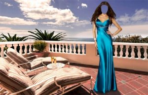  Photoshop шаблон - В вечернем платье у моря 