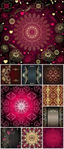  Beautiful vector background with golden patterns 